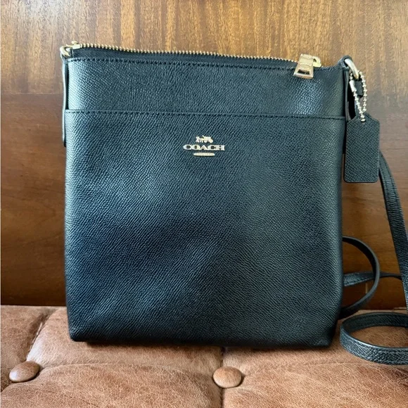 Coach Black Textured Leather Crossbody Bag - Picture 1 of 2